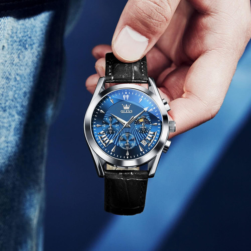 Olevs Reloj Redondo Para Hombre Con Esfera Grande, Correa De