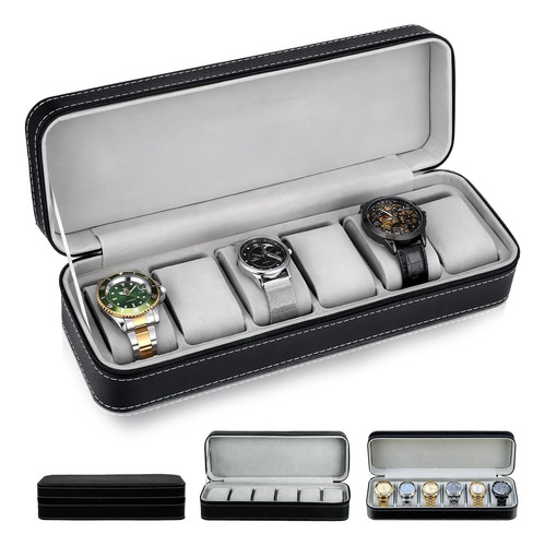 Cajas Para Relojes Con 6 Ranuras, Reloj Caja Organizador Pu
