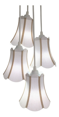 Lustre Pendente Paris Linho Branco E Detalhes Em Bege Cor Branco e Bege 110V/220V (Bivolt)