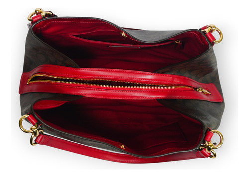 Cartera Coach Sig Hallie Cafe Con Rojo