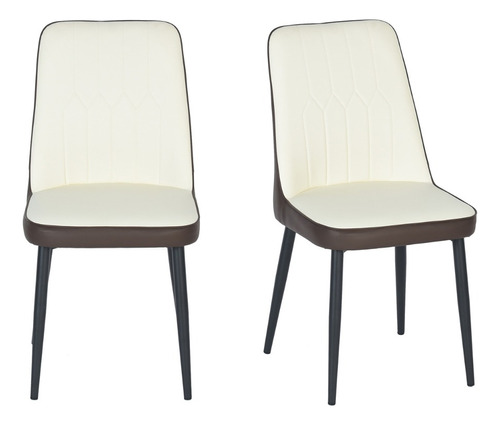 Set de 2 Sillas De Comedor Estilo Moderno Color Blanco y Marrón Homemake furniture HMSC003