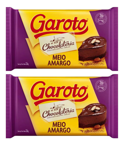 Kit 2 Barras De Chocolate 2,1kg Meio Amargo - Garoto 