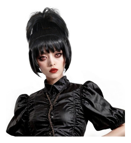 Lydia Beetlejuice Peruca Longa Reta Preta