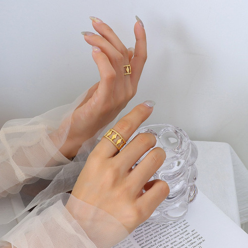 Anillo Baño Oro 18k Rombo Ajustable