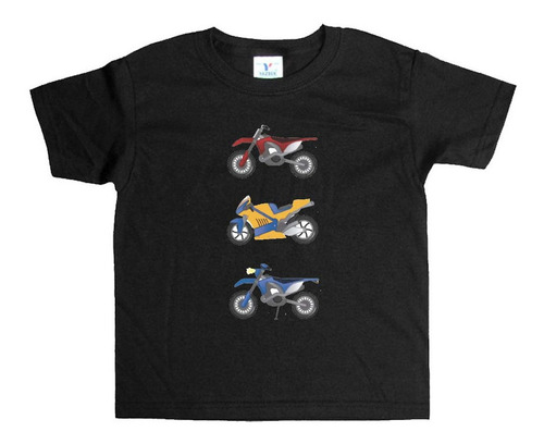 Remera Negra Niños Motos R119