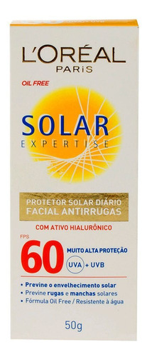 Protetor Solar Facial Antirrugas FPS 60 Expertise L'Oréal 50g