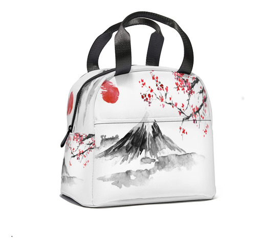 Bolsa Almuerzo Tradicional Japonesa Pintura Tinta Diseño Asa