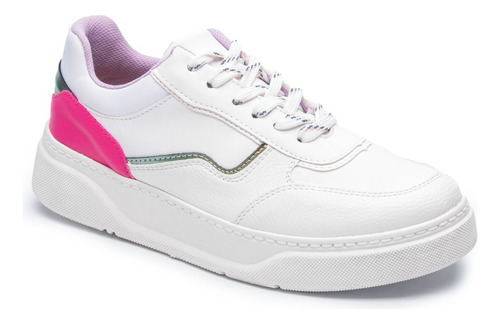 Tenis Blanco Con Detalle En Rosa Moderno Para Dama 7067