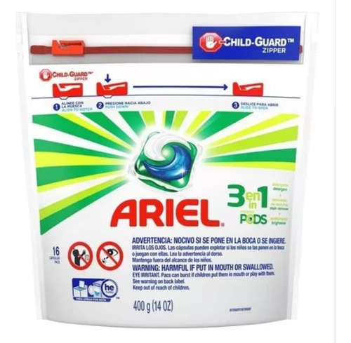 Detergente En Capsulas 3 En 1 16 Pods Ariel