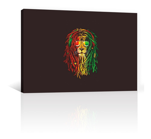 Cuadro Decorativo Canvas Artisitcas Leon Rastafari