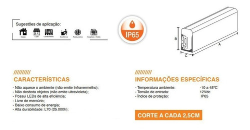 10m Fita Mangueira Led Neon Flex 12v Ip65 C/conector + Fonte