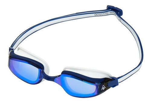 Óculos De Natação Aqua Sphere Fastlane Titanium Profissional Cor Azul com Branco / Lente Titanium Azul Espelhada