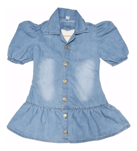 Imagem 9 de 10 de Vestido Mini Diva Infantil Jeans Blogueirinha Costas Coração
