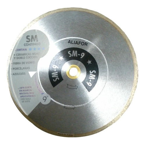 Imagen 1 de 6 de Disco Diamantado Aliafor Laser Sm-9 Continuo 230mm