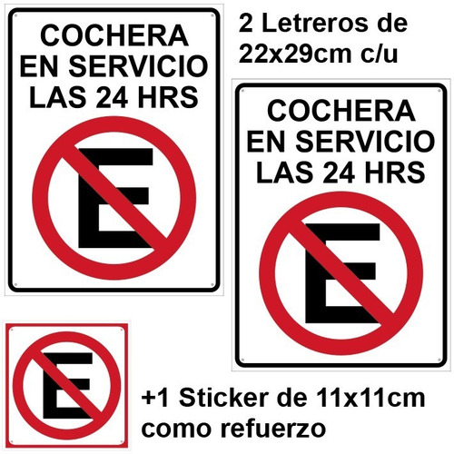 Imagen 2 de 4 de Paq. Letreros No Estacionarse. Cochera En Servicio 24 Hrs