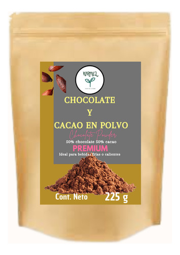 Chocolate Y Cacao En Polvo Karmel Premium 50% Cacao 225 G
