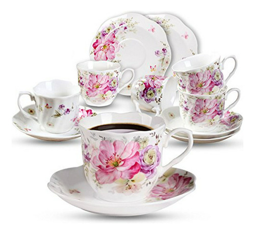 Juego De Tazas De Café Espresso Y Platillos, Porcelana Premi