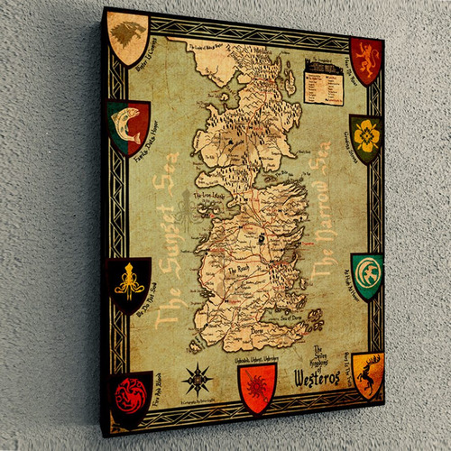 Cuadro De Serie Game Of Thrones Westeros Map 30x40x4cm