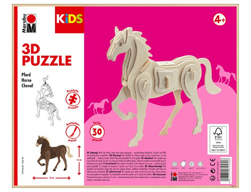 Puzzle 3d - Diseño Caballo - Marca Marabu Kids
