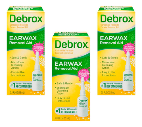 3pack Debrox Earwax Removal Aid Limpiador De Oidos Americano
