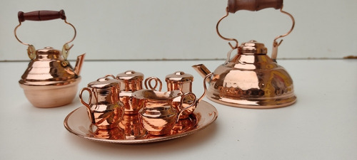 Imagen 5 de 9 de Juego De Té Mini 7 Piezas + Tapas Fabricado En Cobre