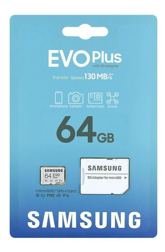 Samsung Evo Plus Tarjeta Micro Sd 64gb Uhs-1 130mb/s C10
