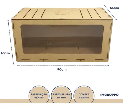 Terrário Gaiola Hamster Porquinho Índia MDF CRU 90x45x45 cm