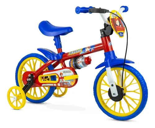 Bicicleta Infantil Aro 12 Azul/vermelha Fireman - Nathor Cor Verm...