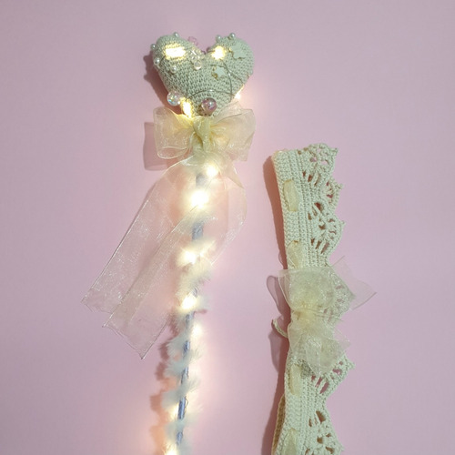 Set Varita Magica Con Luz 45 Cm Y Corona De Algodon, Cosplay