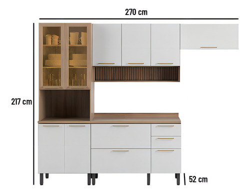 Cozinha Completa Thela Ana Com Armário E Balcão Mel/branco
