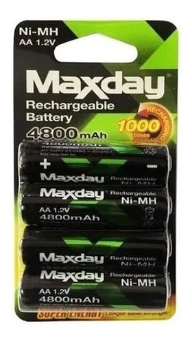 Pila Batería Recargable Aa X4 Unidades 4800mah 1.2v Ni-mh