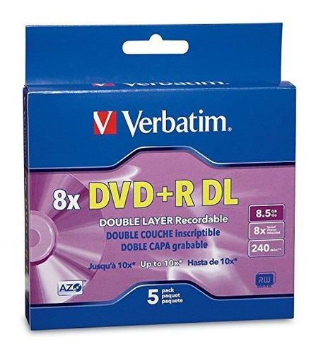 Verbatim Dvd + R De Doble Capa De 8,5 Gb 8x Azo Con Marca De