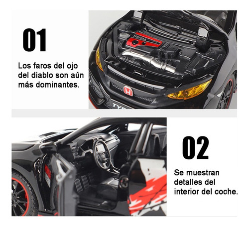 Honda Civic Type-r Miniatura Metal Autos Adornos Coleccion