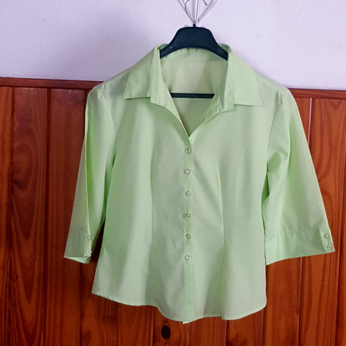 Camisa Verde Impecable Manga 3/4 Talle M Tipo Blusa