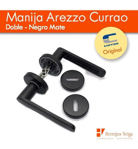Manija Arezzo Doble Aluminio Negro Mate Puerta Nova