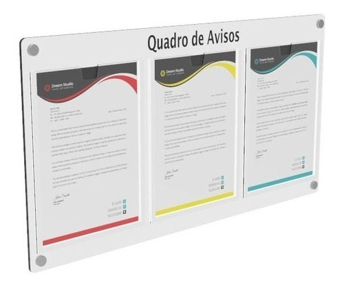 6 Quadros De Gestão Mdf C/3 Displays Verticais A4 Acrílico