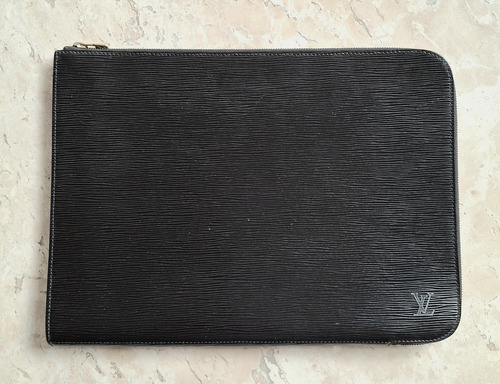 Pasta Louis Vuitton Poche Documents Portfólio - Couro Epi Preto (Usado)