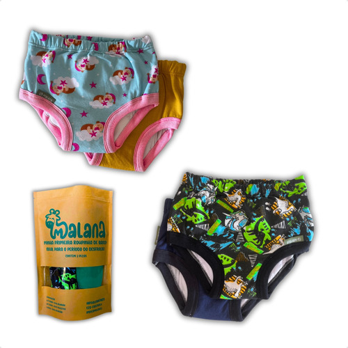 Kit 2 Cuecas/calcinhas P/ Treinamento Desfralde Premium Eco