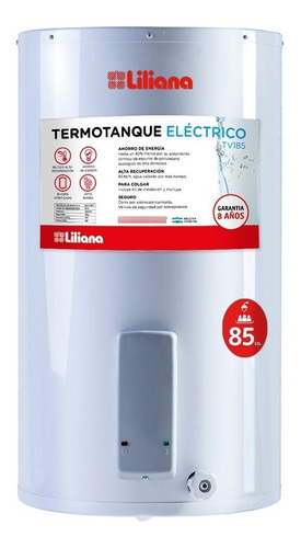 Termotanque Eléctrico Liliana Tv185 Conexión Inferior 85 Lts