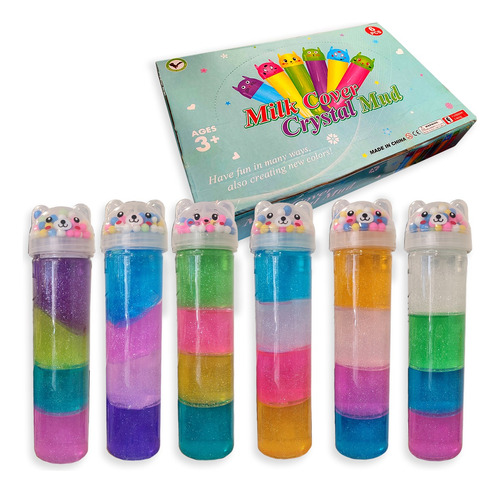 Pack 6 Slime Squishy Colores Brillo Gatitos Juguete Sorpresa