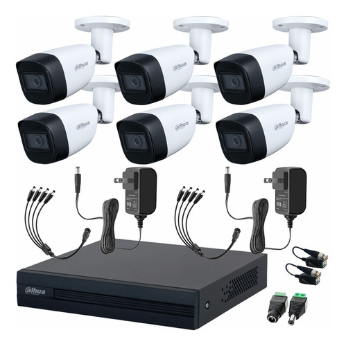 Dahua Kit de Circuito Cerrado 6 Cámaras Metalicas con Microfono Integrado + Transceptores Kit de Video Vigilancia con Busqueda Inteligente de Alta Resolución