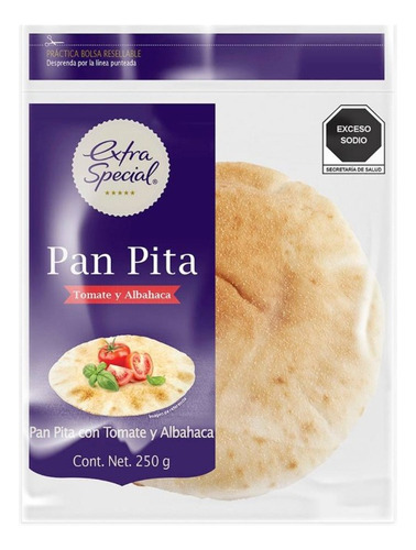 9 Pza Pan Pita Extra Special Tomate Y Albahaca 250 G