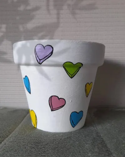 Maceta De Barro Pintada A Mano N°12- Arrayan