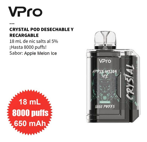 Vpro Crystal 8000 Puffs Desechable 5%
