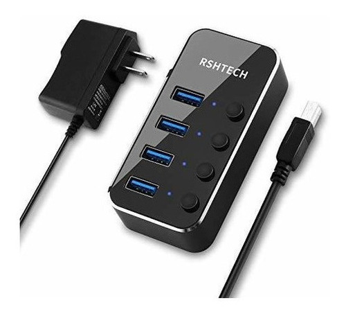 Usb Hub 3.0 Powered Rshtech 4 Puertos Usb Splitter Aluminio