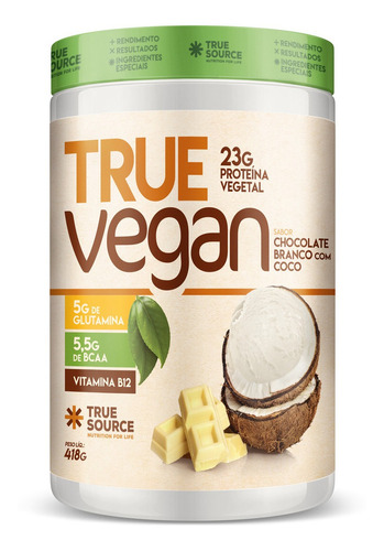 True Vegan Chocolate Branco Com Coco - True Source 418g