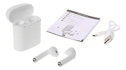 Auriculares inalámbricos Bluetooth 5.0 i7S con micrófono, color blanco