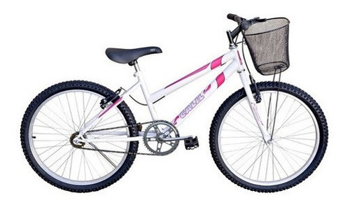 Bicicleta Infantil Aro 24 Calil Feminina C/ Cesto - Branco Cor Branco/Rosa Tamanho do quadro Único