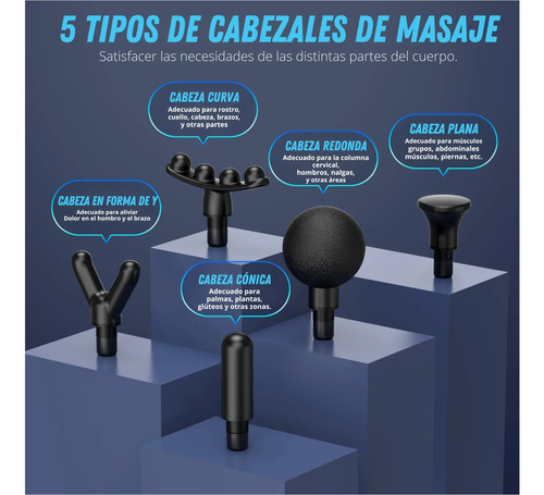 Mini Pistola De Masaje Usb, Portátil, 5 Cabezas, 6 Velocidad