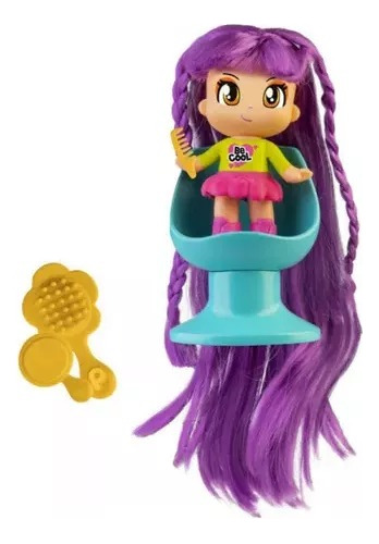 Imagen 1 de 5 de Pinypon Super Pelo Largo Violeta Real Long Hair Playking